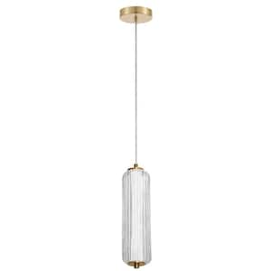 Ramona 10-Watt 1-Light Aged Brass Shaded Integrated LED Pendant Light