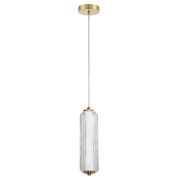 Dainolite Ramona 10-Watt 1-Light Aged Brass Shaded Integrated LED Pendant Light
