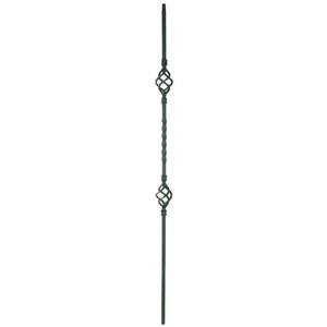 Stair Parts 44 in. x 1/2 in. Matte Black Double Basket Iron Baluster