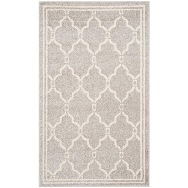 SAFAVIEH Amherst Light Gray/Ivory Doormat 3 ft. x 5 ft. Geometric Diamond Area Rug