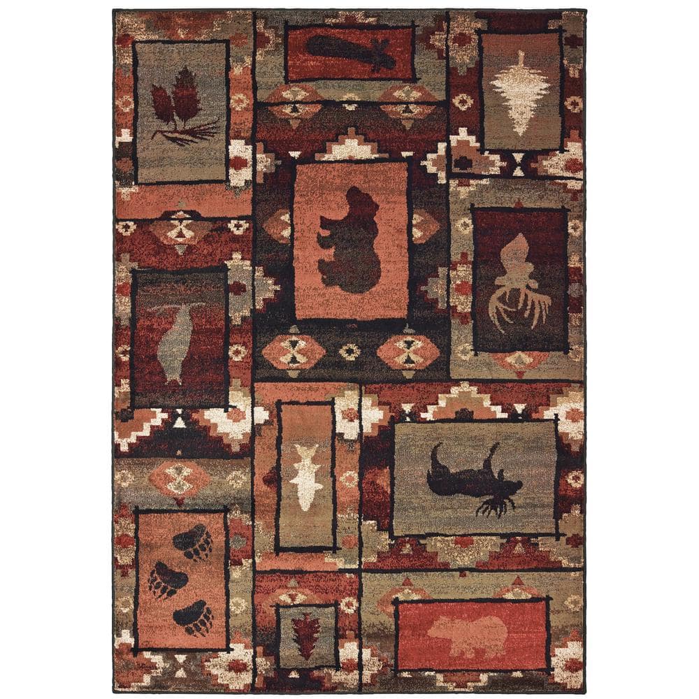 Timberidge Brown/Rust 4 ft. x 6 ft. Mountain Lodge Area Rug
