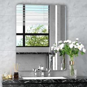 20 in. W x 28 in. H Medium Rectangular Metal Framed Wall Mounted Wall Bathroom Mirrors Bathroom Vanity Mirror in Silver