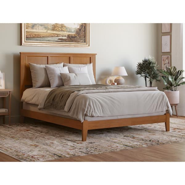 AFI Madison Light Toffee Natural Bronze Solid Wood Frame Queen Low Profile Platform Bed