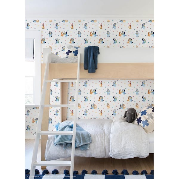Bluey and Bingo Hearts Multicolor Peel and Stick Wallpaper