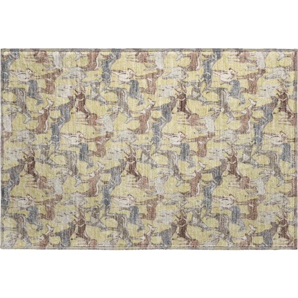 Mayfield Premium Machine Washable Abstract AMF2520 Wheat 2 ft. x 3 ft. Accent Rug