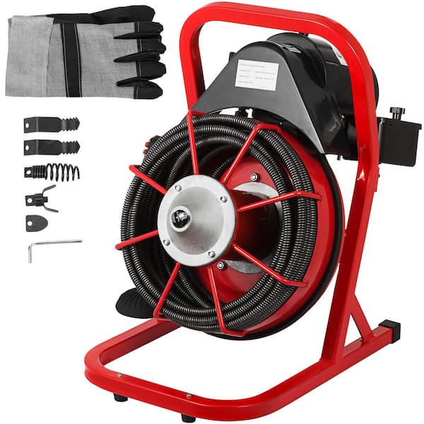 SKYSHALO 75 ft. x 1/2 in. Drain Cleaning Machine 370-Watt Electric Drain Auger, Portable Sewer Snake Auger Cleaner with Cutters