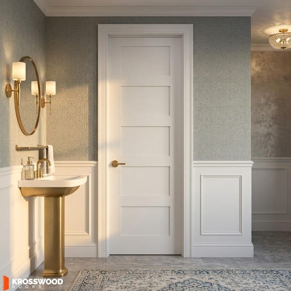 Krosswood Doors 32 in. x 96 in. Shaker 5-Panel Solid Core MDF