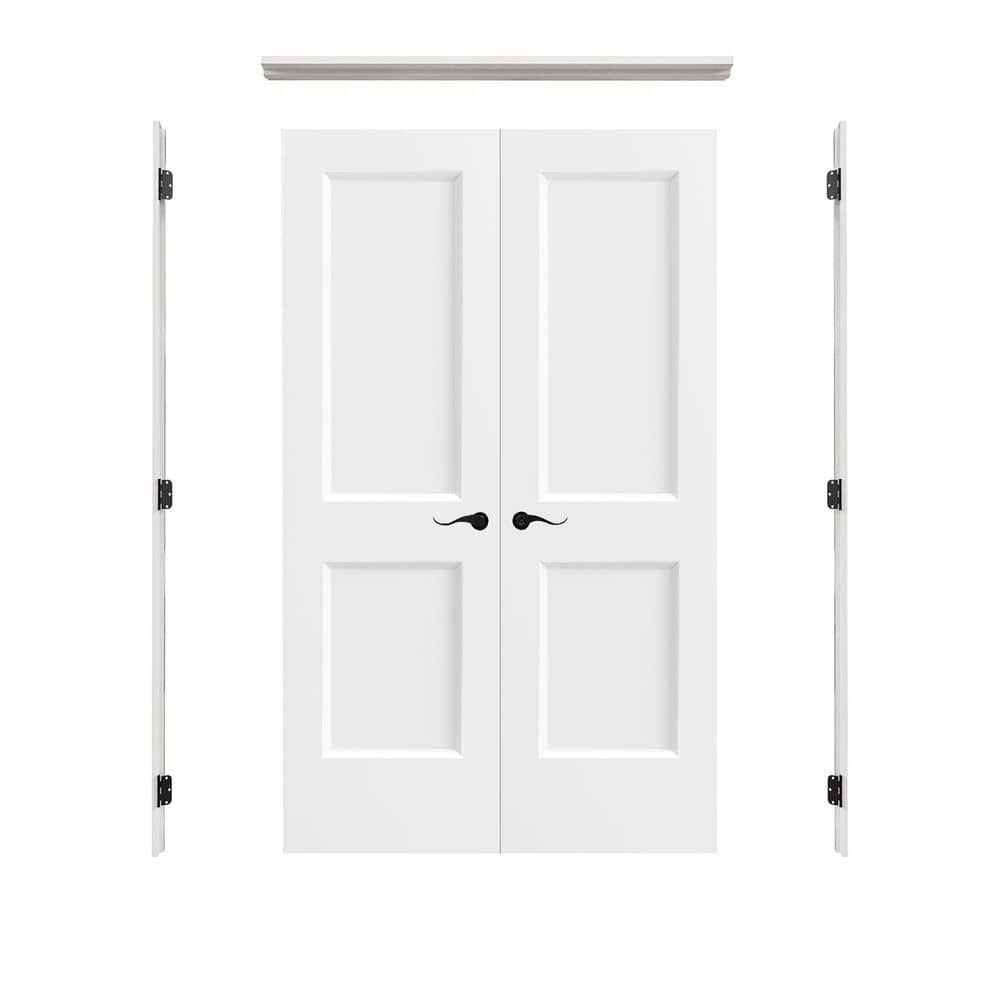 48 in. x 80 in. Universal-Hand 2-Panel White Hollow Core Wood Double Prehung Interior French Door+ Quick Assemble Jamb price history on PriceWatchPro