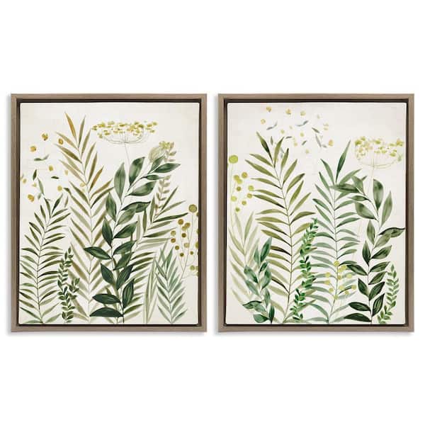 Stupell Industries Varied Leaves and Fronds by Hannah Dawson 2-Pieces Brown Floater Frame Nature Graphic Art Print 31 in. x 25 in.