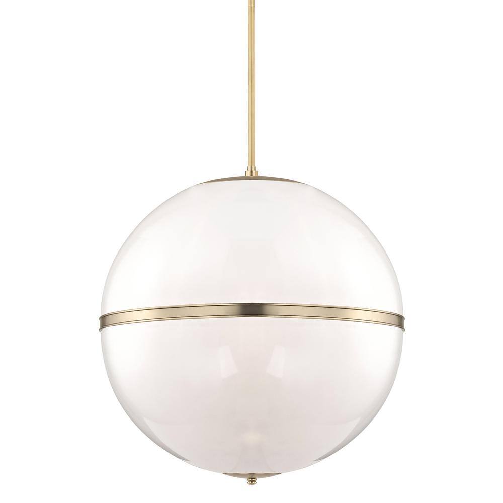 Aurora Aged Brass 4-Light Chandelier with Crystal Glass Shade