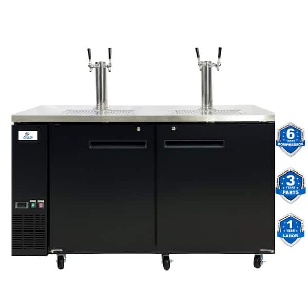 Cooler Depot 4 Taps on 2 Towers, Two 1/2 Barrel Keg Beer Dispenser kegerator