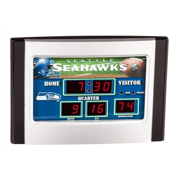Team Sports America Seattle Seahawks NFL Multi-Color Scoreboard Alarm Clock