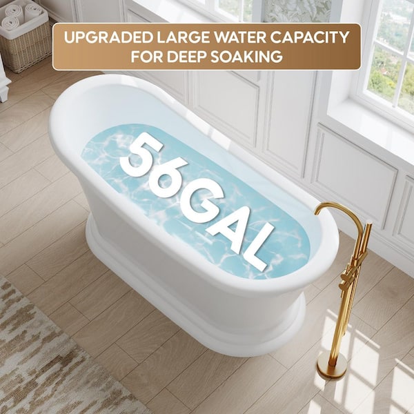 WELLFOR York 67 in. x 29 in. Acrylic Freestanding Soaking Bathtub