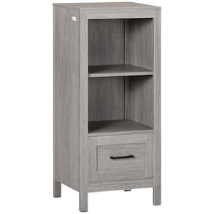 Grey Bathroom Storage Cabinet, Small Floor Cabinet with Open Compartments and Drawer for Living Room and Playroom