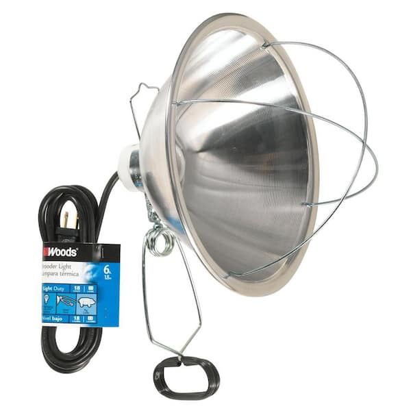 Woods 300-Watt 6 ft. 18/2 SJTW Incandescent Brooder Clamp Work Light and Heat Lamp with 10 in. Reflector and Bulb Guard