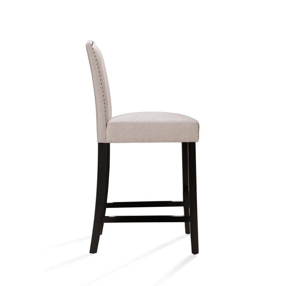Wheat and Walnut Extra Tall Upholstered Counter Stools, Set of 2