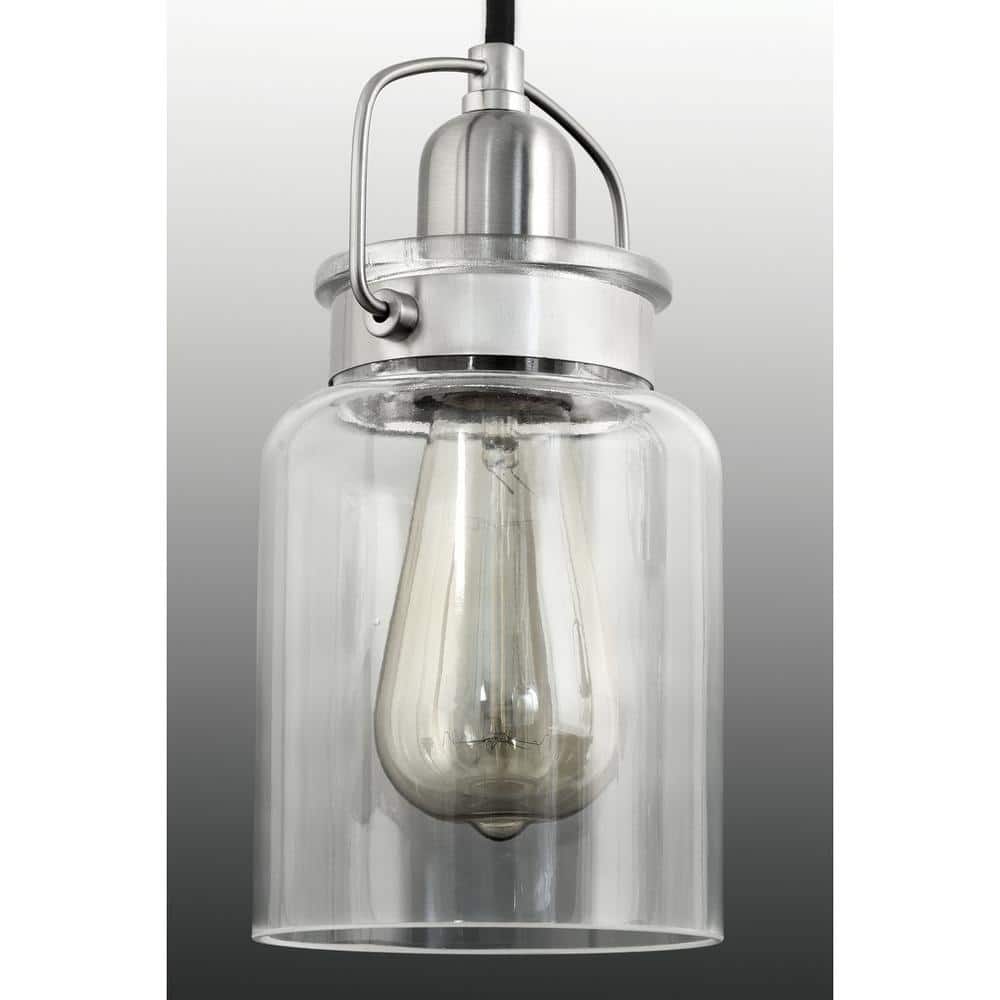 Brushed Nickel Five-Light Chandelier with Clear Glass Shades