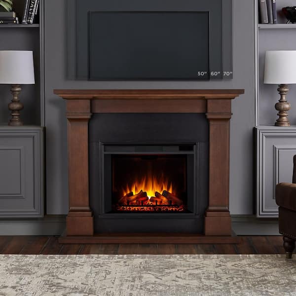 Real Flame Callaway 63 in. Grand Electric Fireplace in Chestnut