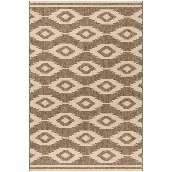 SAFAVIEH Beach House Cream/Beige Doormat 2 ft. x 4 ft. Southwestern Aztec Indoor/Outdoor Area Rug