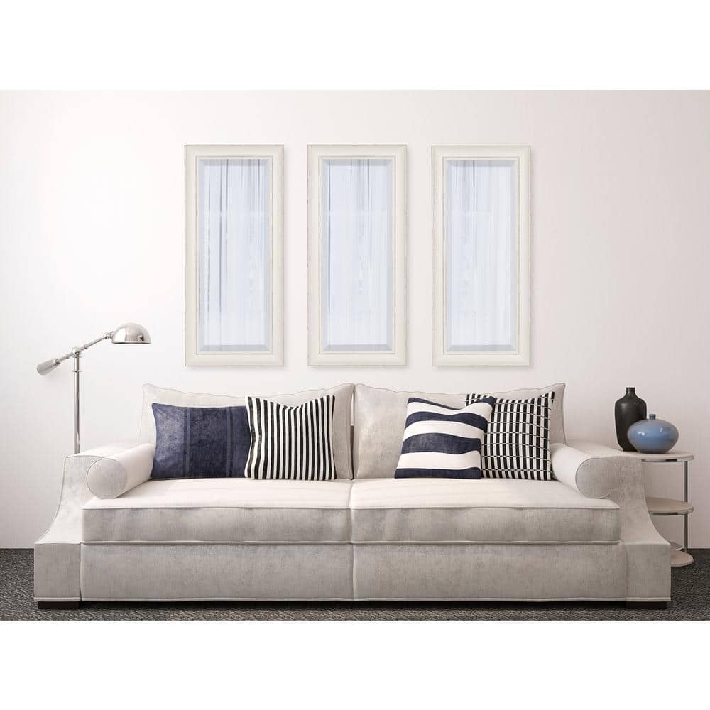 Macon Distressed Soft White Full Length Beveled Wall Mirror 16x36