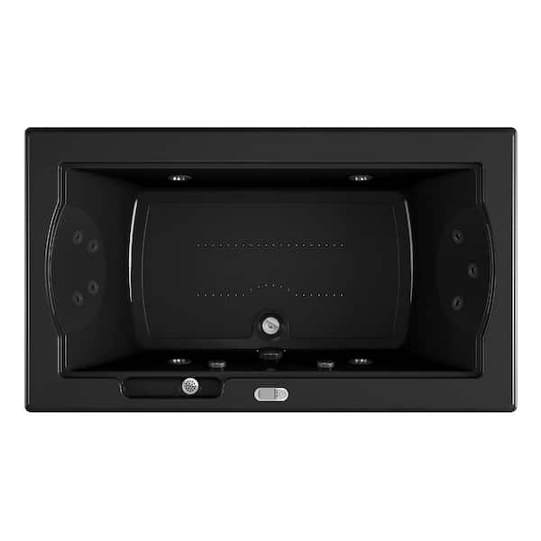 JACUZZI Fuzion Salon SPA 72 in. x 42 in. Rectangular Combination Bathtub with Center Drain in Black