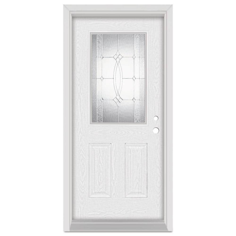 36 in. x 80 in. Diamanti Classic Left-Hand 1/2 Lite Zinc Finished Fiberglass Oak Woodgrain Prehung Front Door price history on PriceWatchPro