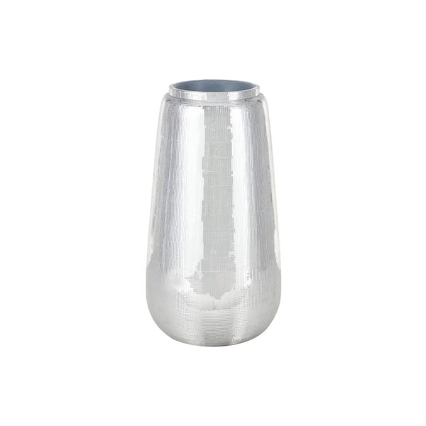 Litton Lane Silver Mosaic Floor Fiberglass Decorative Vase with Blue Interior