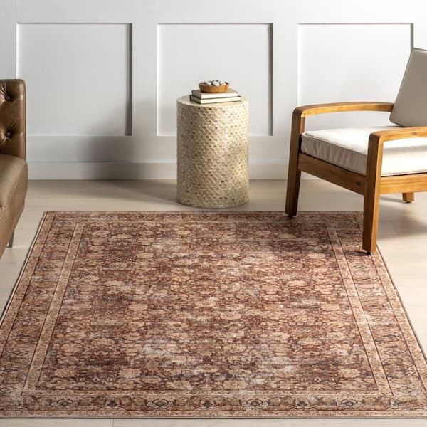nuLOOM Larissa Abstract Washable Brick 5 ft. x 8 ft. Indoor Area