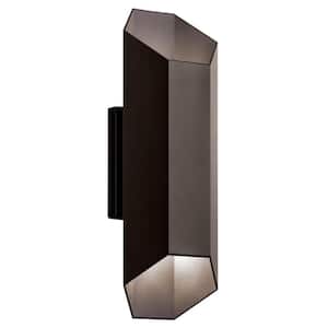 Estella 2-Light Textured Architectural Bronze Outdoor Hardwired Wall Lantern Sconce with Integrated LED (1-Pack)