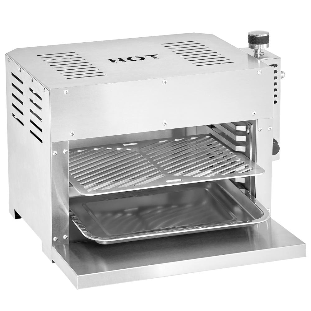 Propane Steak Grill, Portable 1500Â°F Infrared Broiler, Stainless Steel BBQ Grill with 6-Tier Adjustable Rack