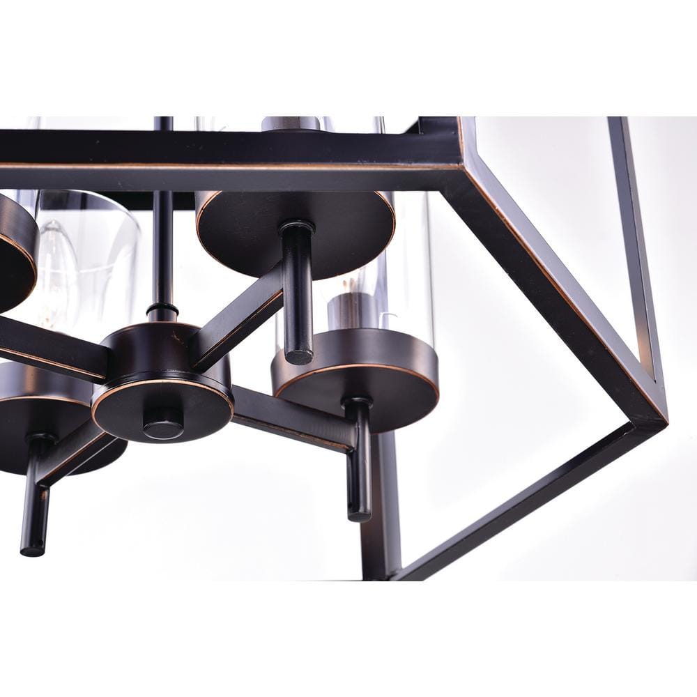 Oil Rubbed Bronze 4-Light Hexagon Cage Chandelier