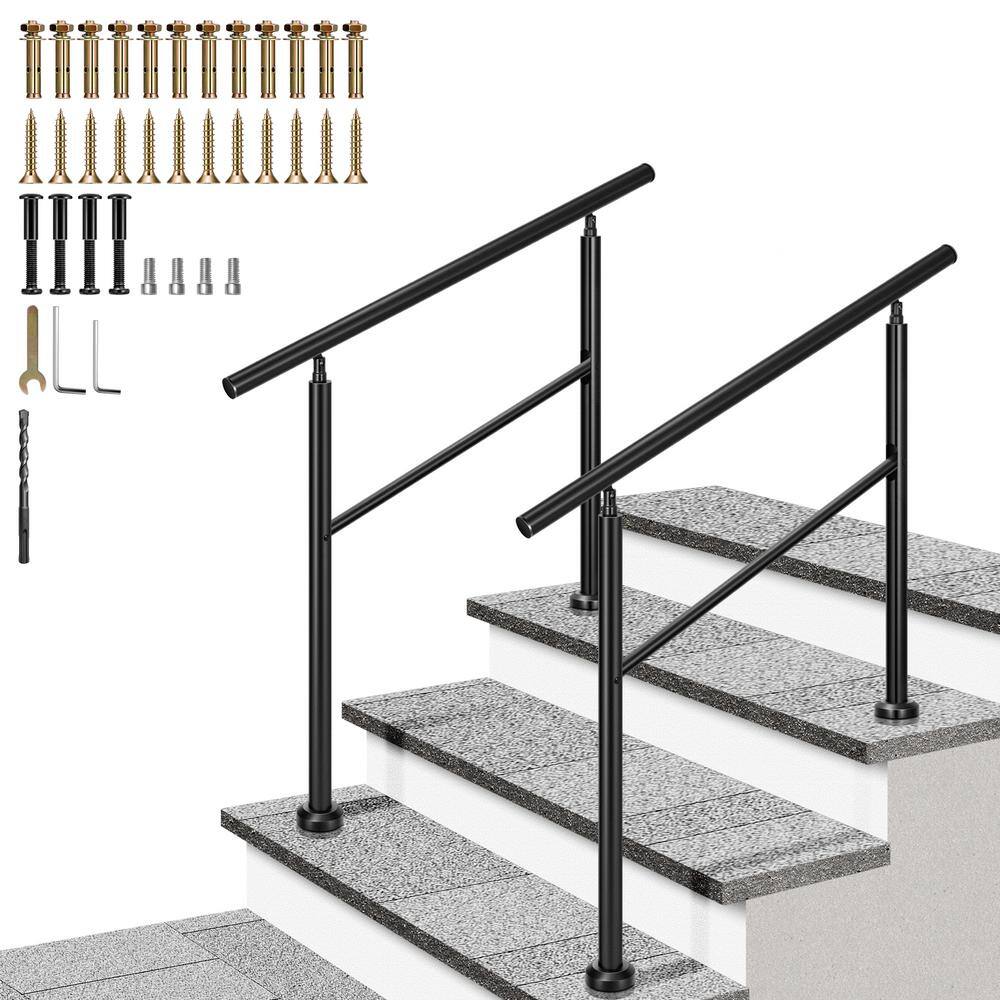 3-Step 36 in. H x 40 in. W Black Alloy Steel Round Handrail Stair Railing Kit (2-Pack) price history on PriceWatchPro