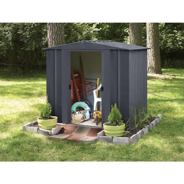6 ft. x 5 ft. Grey Metal Storage Shed With Gable Style Roof 27 Sq. Ft.