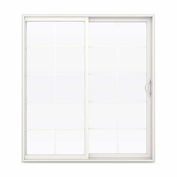 JELD-WEN 72 in. x 80 in. V-2500 White Vinyl Right-Hand 10 Lite Sliding Patio Door w/White Interior