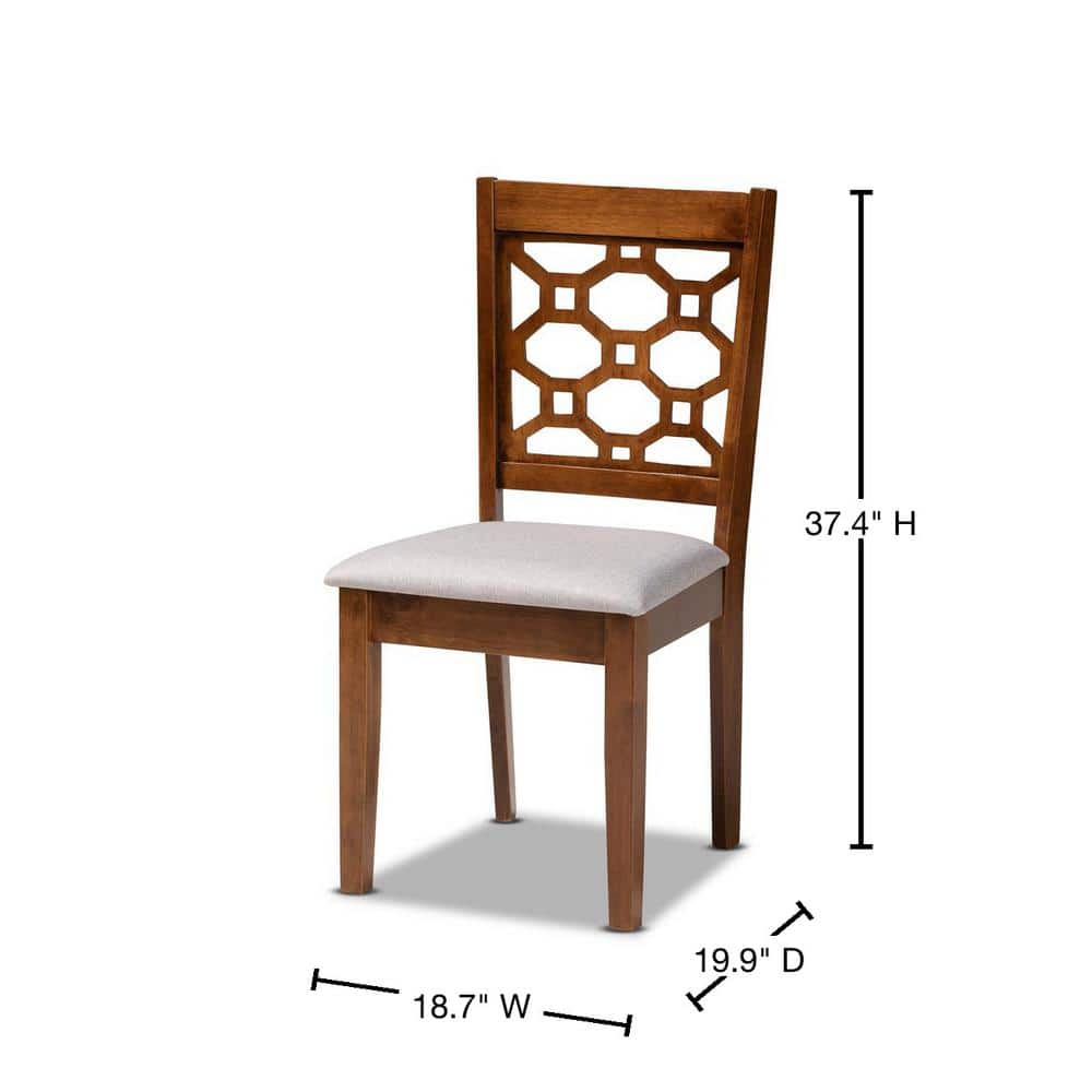 Peter Walnut Brown and Gray Wood Cane Side Chair Set