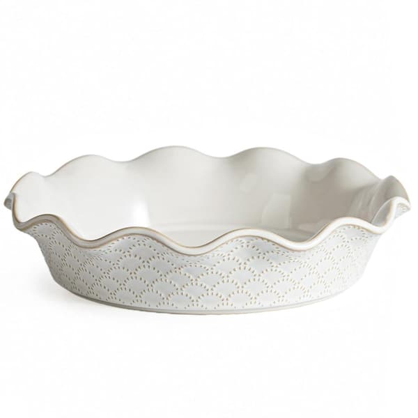 11 Inch Round Ceramic Deep Pie Pan 48 Ounce Embossed Firework Fluted Edge Pie Dish Pie Dishes & Pans