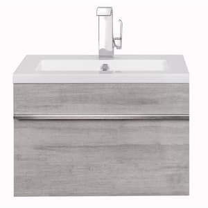 Trough 24in. W x 16in. D x 15in. H Sink Wall-Mounted Bathroom Vanity Side Cabinet in Soho with Acrylic Top in White