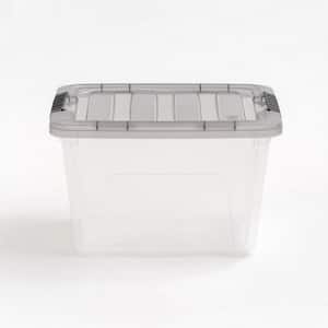 19 qt. Stack & Pull Clear Plastic storage Box, Lid Gray (Pack of 5)