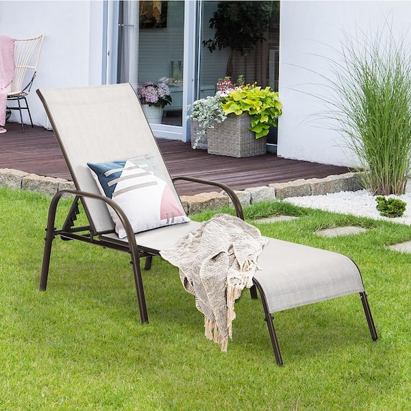 75.5in Gray Fabric Adjustable Reclining Armrest Folding Chair（Set of 1）