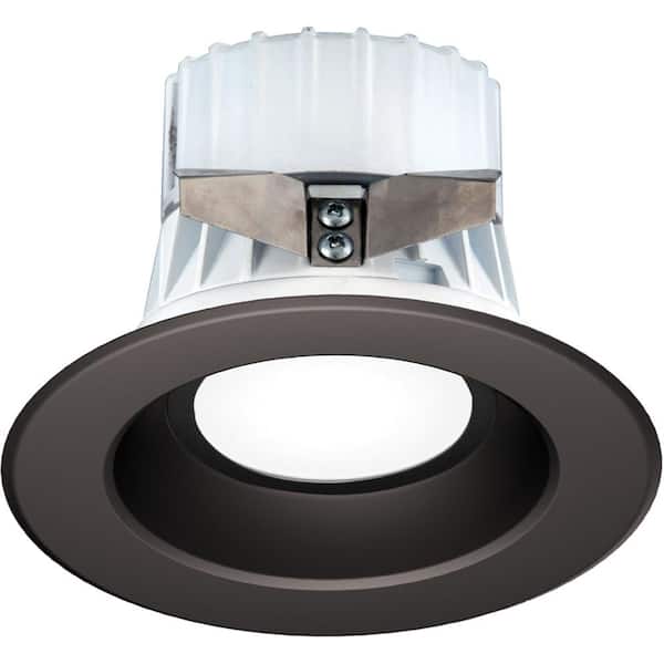 Volume Lighting 1-Light Indoor/Outdoor 4 in. 3000K Antique Bronze Integrated LED Recessed Retrofit Downlight and Round Trim and Lens