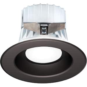 1-Light Indoor/Outdoor 4 in. 3000K Antique Bronze Integrated LED Recessed Retrofit Downlight and Round Trim and Lens