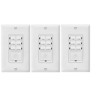 15 Amp 30-Minute Indoor In-Wall Push Button Countdown Timer Switch with Wall Plates, White (3-Pack)