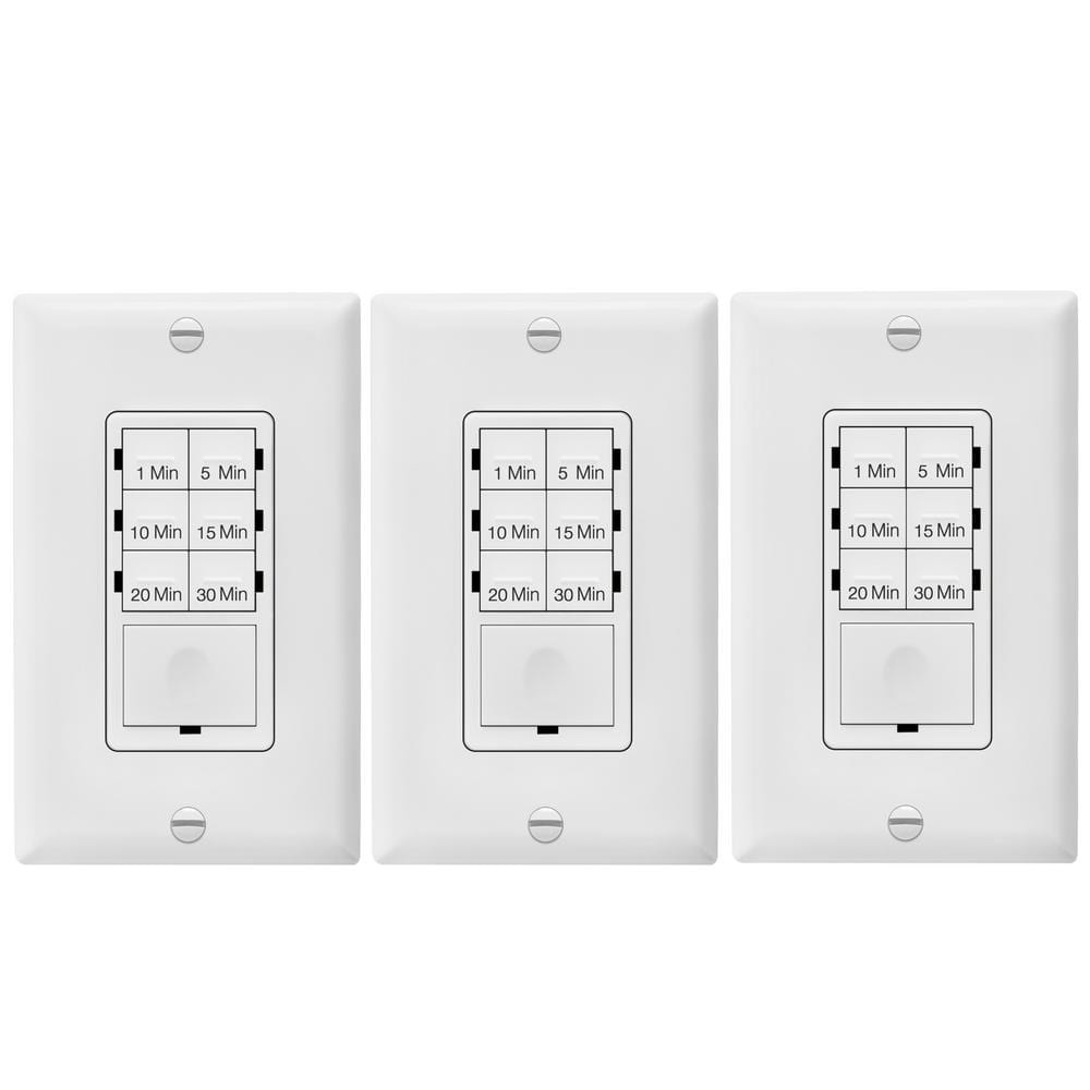 15 Amp 30-Minute Indoor In-Wall Push Button Countdown Timer Switch with Wall Plates, White (3-Pack) price history on PriceWatchPro