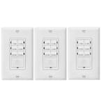15 Amp 30-Minute Indoor In-Wall Push Button Countdown Timer Switch with Wall Plates, White (3-Pack)