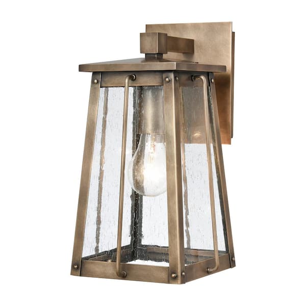 Titan Lighting Langhorn Vintage Brass Outdoor Hardwired Wall Sconce with No Bulbs Included