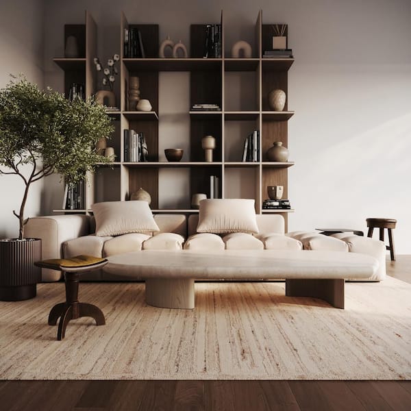 Tiff Modern Abstract Wool Area Tan 8 ft. x 10 ft. Indoor Area Rug