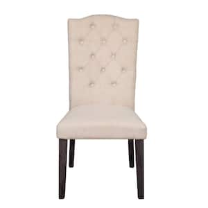 Amelia Beige linen Fabric Solid Wood and Cushioned and Tufted Parsons Chair (Set of 2)