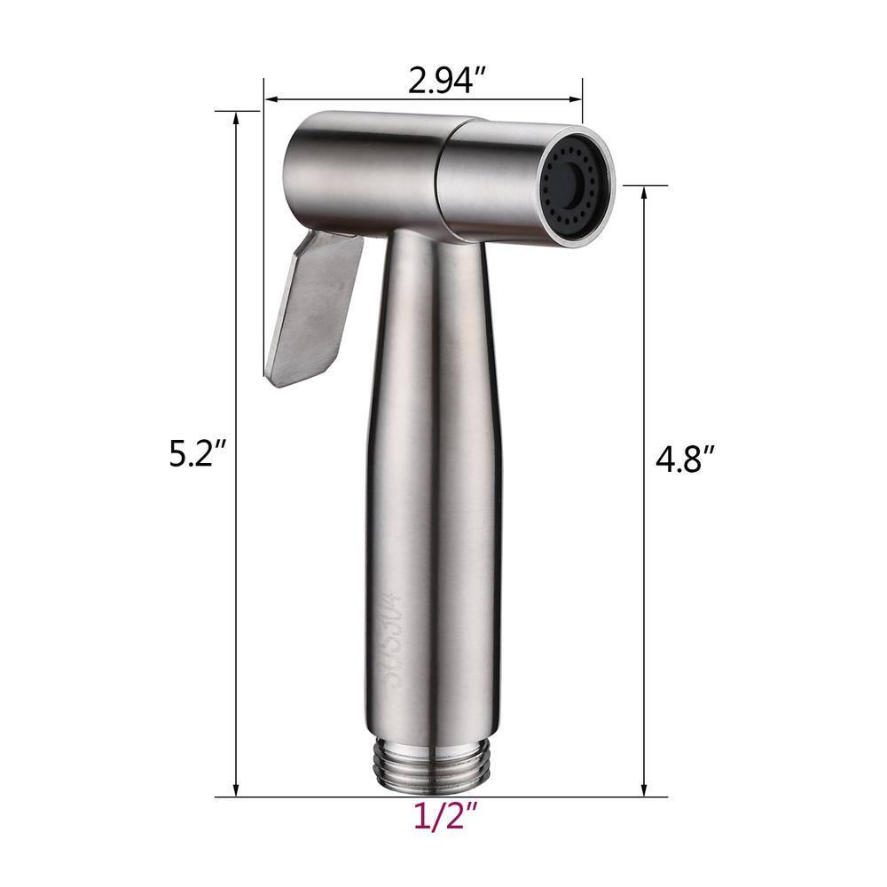 Brushed Nickel Stainless Steel Handheld Bidet Faucet with Hose