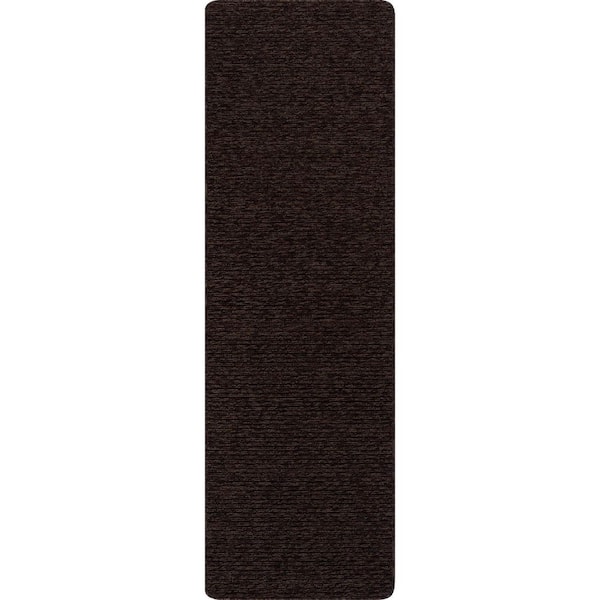 Oasis Non-Slip Brown 2 ft. x 10 ft. Solid Indoor Area Rug