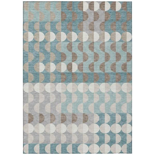 Chantille Machine Washable Indoor/Outdoor Abstract ACN2816 Teal 10 ft. x 14 ft. Area Rug